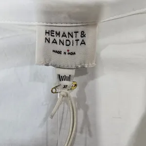 HEMANT AND NANDITA Lani Palm Mini Dress in White XS thumbnail 9