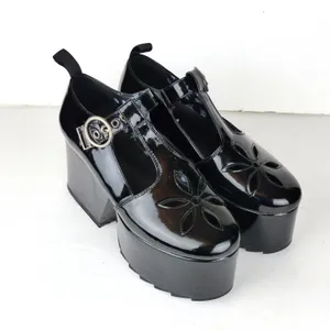 Lamoda Mary Jane Shoes Women 7 Black Patent Overthinking It Platform Cutout Goth thumbnail 4