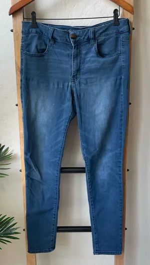 American Eagle Outfitters Dark Blue High Rise Jegging Skinny Jeans thumbnail 1