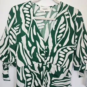 BA&SH Terence Midi‎ Dress in Green/White Size 2 Hawaiian Print thumbnail 4