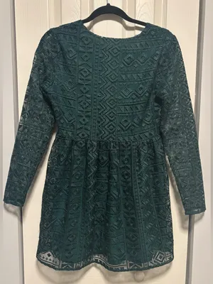 NWT Urban Outfitters Little White Lies Green Lace V-Neck Babydoll Mini Dress thumbnail 4