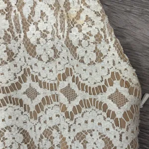 VTG 90s NiteLine White Lace Beaded Tan Mini Dress 2‎ Bridal Goth Witchy Coquette thumbnail 16