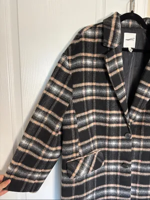 Avec Les Filles plaid shawl coat, size Small. Brown and black. Wool blend thumbnail 4