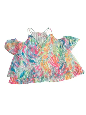 Lilly Pulitzer medium sparkling sands Colorful Cold-Shoulder V-Neck Women's Top thumbnail 2