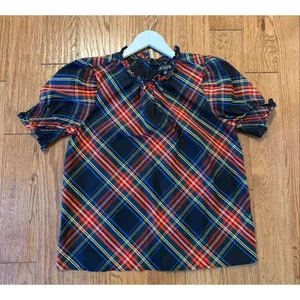 J.crew plaid ruffle neck puff sleeve top M Red Size M thumbnail 6