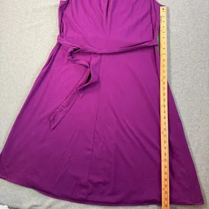 Lands' End Women's XL 18 Purple Sleeveless Keyhole Tie Belt A-Line Midi Dress thumbnail 4