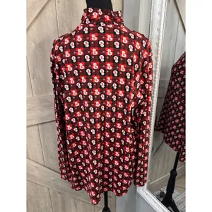 Holiday Snowman Buffalo Plaid Turtleneck Top Red Black Long Sleeve Christmas thumbnail 4