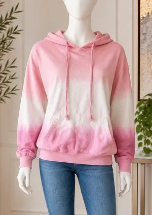 BP Nordstrom Pink White Ombre Dip Dye Pullover Hoodie Sweatshirt S thumbnail 1