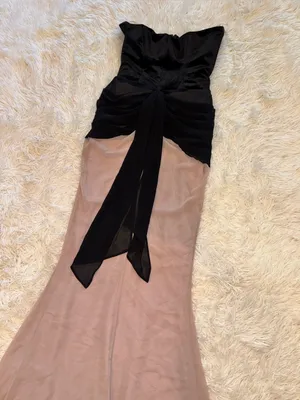 NEW House of CB CLARA Black and Blush Chiffon Strapless Maxi Dress Size S thumbnail 8