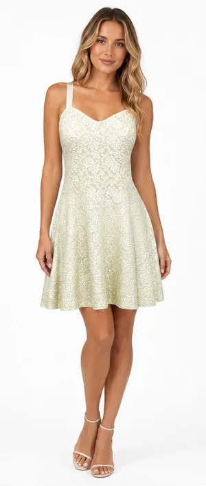 Free People Ombre Foil Lace Fit And Flare Dress White Medium NWT thumbnail 1