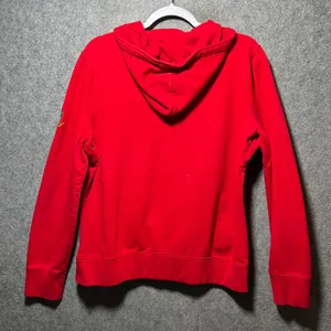 Lauren Ralph Lauren Red Asymmetrical Button Hoodie Crest Sleeve‎ Womens L Y2K thumbnail 9