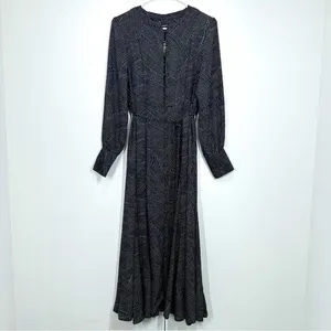 Madewell Tie-Waist Midi Dress in Dot Blouson Shirt Dress Button Down Casual NWT thumbnail 2