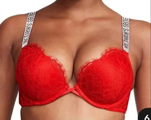 Victorias Secrets Very Sexy Embellished Strap Push-Up Bra 34D Red‎ Diamonds thumbnail 1