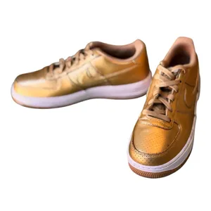 Nike Air Force 1 Low GS Metallic Gold Leather Sneakers 7Y Women's 8.5 Shoes GUC thumbnail 7