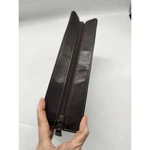 Longines Brown Leather Clutch Bag Vintage Logo Old Money thumbnail 4
