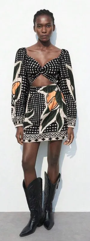 Shein Maija Floral Long Sleeve Cut Out Dress thumbnail 1