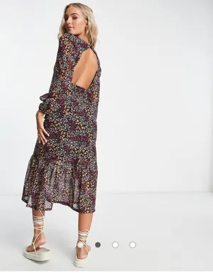 ASOS Floral Backless Midi Dress thumbnail 2