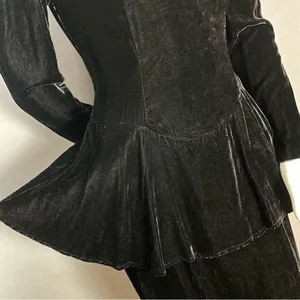 Vintage Scott McClintock Velvet Dress Lace Sequins Peplum‎ 80s 90s Drama Formal thumbnail 13