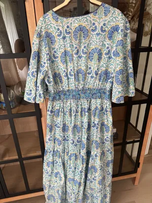 Sohana block print maxi dress cotton Zoey floral smocked tiered ruffle boho thumbnail 5