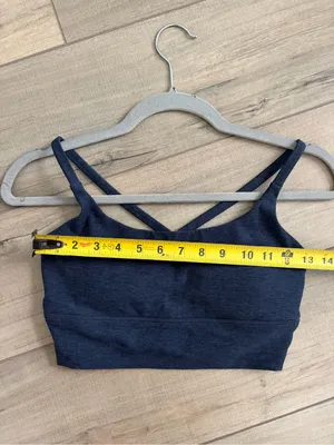 Vuori Long Line Elevation Sports Bra Midnight Heather Black Blue Small thumbnail 7