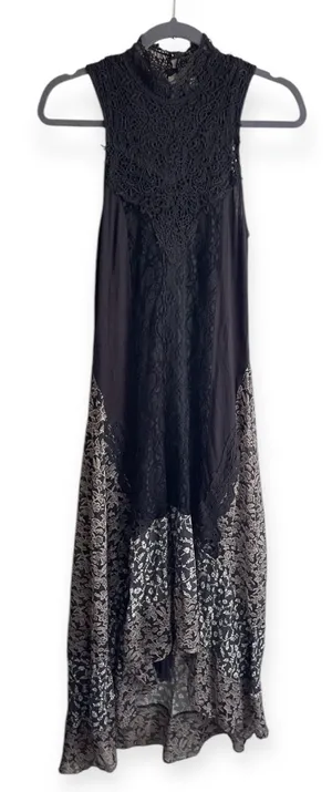 Free People Black Lace Halter Neck Floral Pattern Sleeveless Maxi Dress thumbnail 1