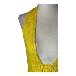 NBD Dress Women Medium Yellow Brandy Open Knit Crochet Halter Neck Midi Retro‎ thumbnail 9
