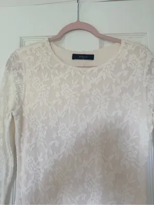 Elegant White Lace Midi Dress - Long Sleeve Women's Dress thumbnail 3