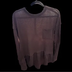 Small •Oversized•Waffle Knit•Peplum•Long Sleeve Tunic•Warm•Figure Flattering thumbnail 6