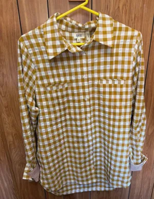 BKE mustard yellow button up top thumbnail 1