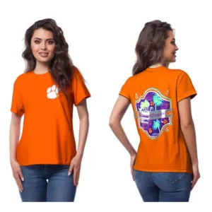Hanes NWT Clemson University Orange Neon Palmetto Trees Short Sleeve Unisex T-Shirt‎ thumbnail 2