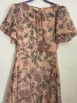 Floral High-Low Chiffon Dress in Blush thumbnail 6