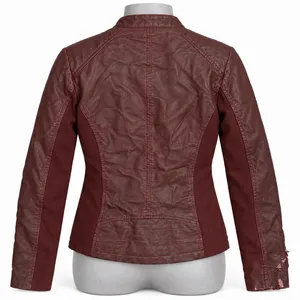 Live a Little Collection Womens Faux Leather Moto Jacket Burgundy Size M Peeling thumbnail 4