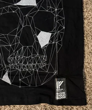 Iron Fist Black short‑sleeve tee featuring a large geometric skull graphic in silver. Modern, edgy design. Great for alternative and streetwear looks. thumbnail 2