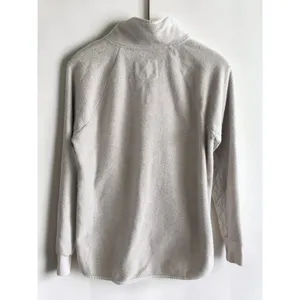 Abercrombie & Fitch Asymmetrical Snap Quilted Fleece Pullover Cream‎ Small thumbnail 2