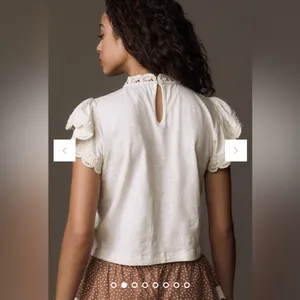 Anthropologie Ollari Dori Ruffle-Sleeve Crochet Top thumbnail 2