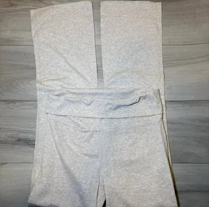Skims cotton rib jersey foldover pant in oatmeal heather thumbnail 2