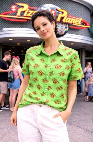 Disney Parks Unisex Toy Story Pizza Planet Button Down Camp Shirt S thumbnail 1