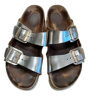 Birkenstock Arizona Chunky Platform Sandals Metallic Silver 36 EU / 5-5.5 US thumbnail 1