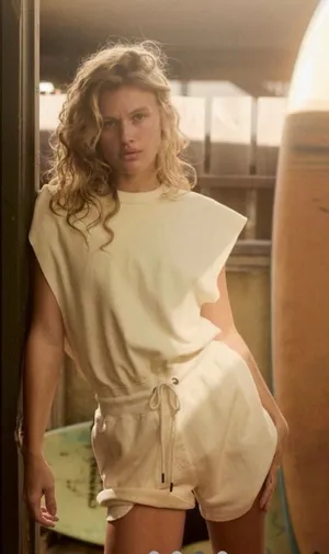 Free People Throw and Onsie Shortsie cream size medium thumbnail 1