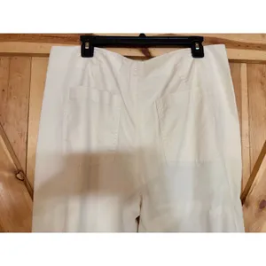 Abercrombie & Fitch 100% Cotton High Rise Wide Leg Pleated Trousers Cream 32S thumbnail 8