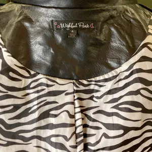 Wishful Park Black Faux Leather‎ Jacket with Ruffles thumbnail 3