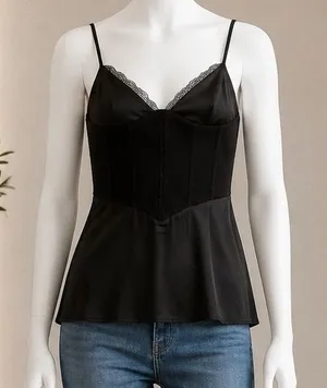 Tiger Mist Womens Mini Dress Black Corset Lace Trim Sleeveless Size S thumbnail 1