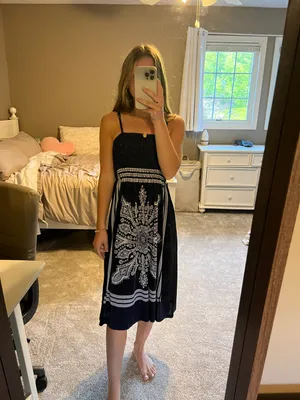Patterned MIDI Dress Blue Size XS thumbnail 1