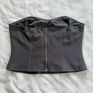 WHITE FOX BOUTIQUE Hours In Silence Crop Corset Tube Top in Charcoal Sz Medium thumbnail 2