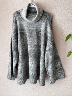 Marled Gray Cowl Neck Oversized Sweater Size L thumbnail 3