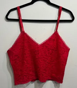 Victoria's Secret Red Lace vintage Detail tank top thumbnail 1