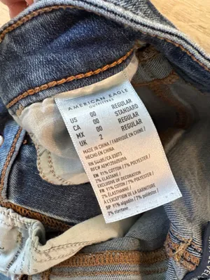 American Eagle Distressed Skinny Jeans with Frayed Hem thumbnail 6