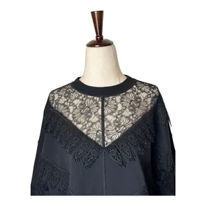 See By Chloe‎ Shirt Women Small Black Lace Crochet Crew Neck Top Whimsigoth Goth thumbnail 3