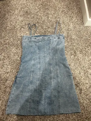 VICI Dolly denim pocketed mini dress thumbnail 2