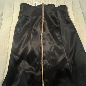 Akira Black Satin Skirt with Gold Accents thumbnail 3